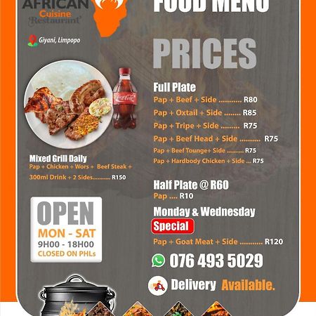 Bed and Breakfast African Cuisine Restaurant Giyani Экстерьер фото